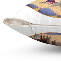 Square Pillow African Themed Mask and young lady Ethnic Design Spun Polyester