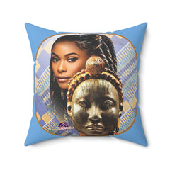 Square Pillow African Themed Mask and Young Lady Ethnic Design