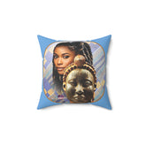 Square Pillow African Themed Mask and Young Lady Ethnic Design