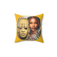 Square Pillow with African Themed Mask and Ethnic Design