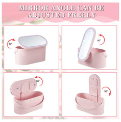 Travel Portable Makeup Organizer with LED Light Mirror