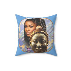 Square Pillow African Themed Mask and Young Lady Ethnic Design