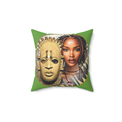 African-Inspired Mask and Young Woman Ethnic Design Cushion.
