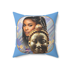Square Pillow African Themed Mask and Young Lady Ethnic Design