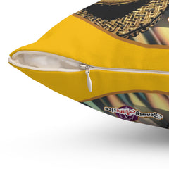 Square Pillow with African Themed Mask and Ethnic Design