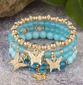Butterfly Charm Bead Bracelets