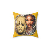 Square Pillow with African Themed Mask and Ethnic Design