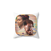 Square Pillow African Themed Mask and young lady Ethnic Design Spun Polyester