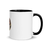 African Mask Themed White Ceramic Mug with Color Inside