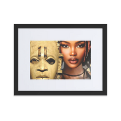 African Mask Themed Matte Paper Framed Poster With Mat (cm)