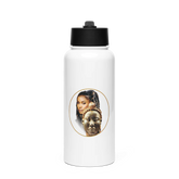 African Mask Themed Stainless Steel Water Bottle with a Straw Lid