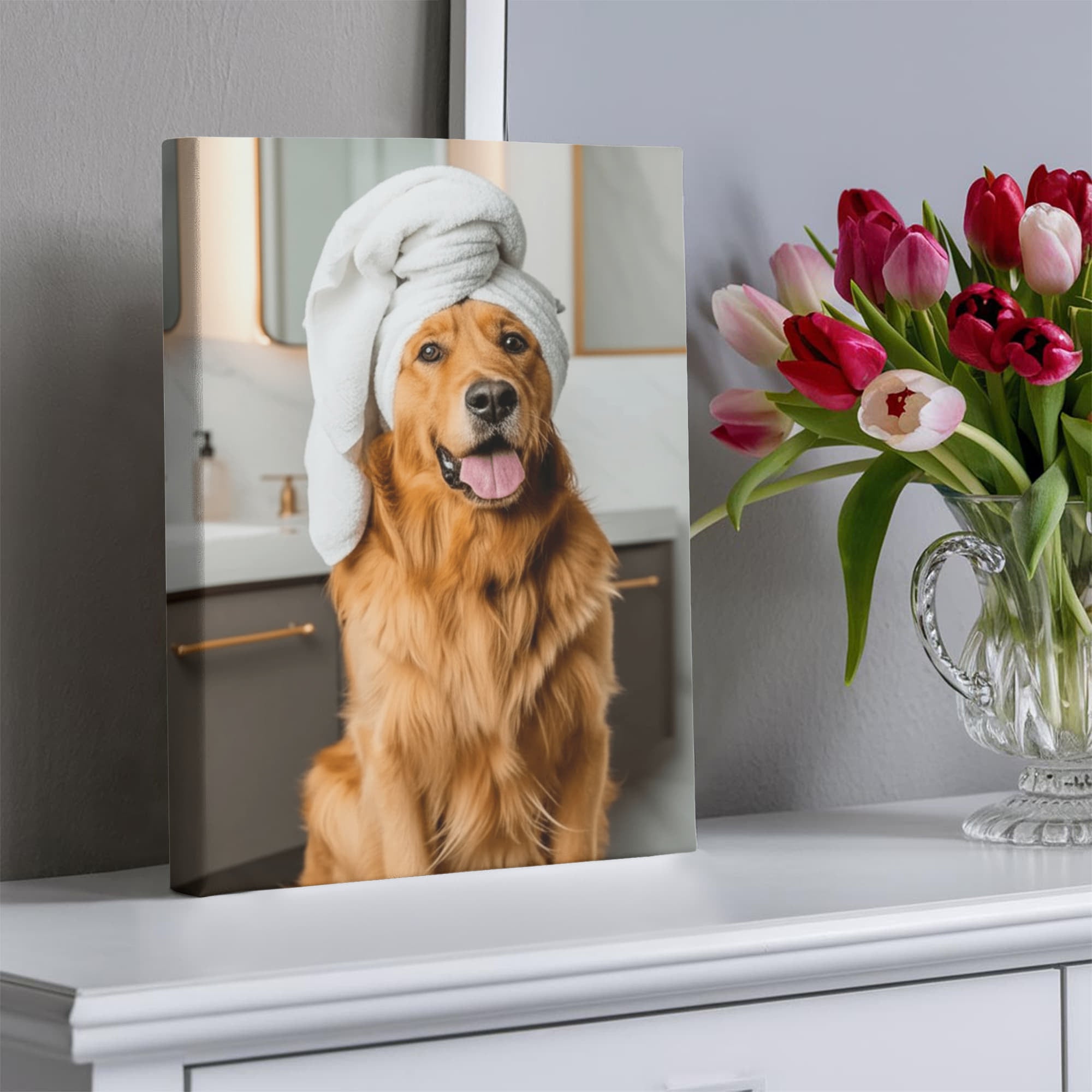 Luxury Dog Portrait: Pampered Pooch's Spa Day in Style