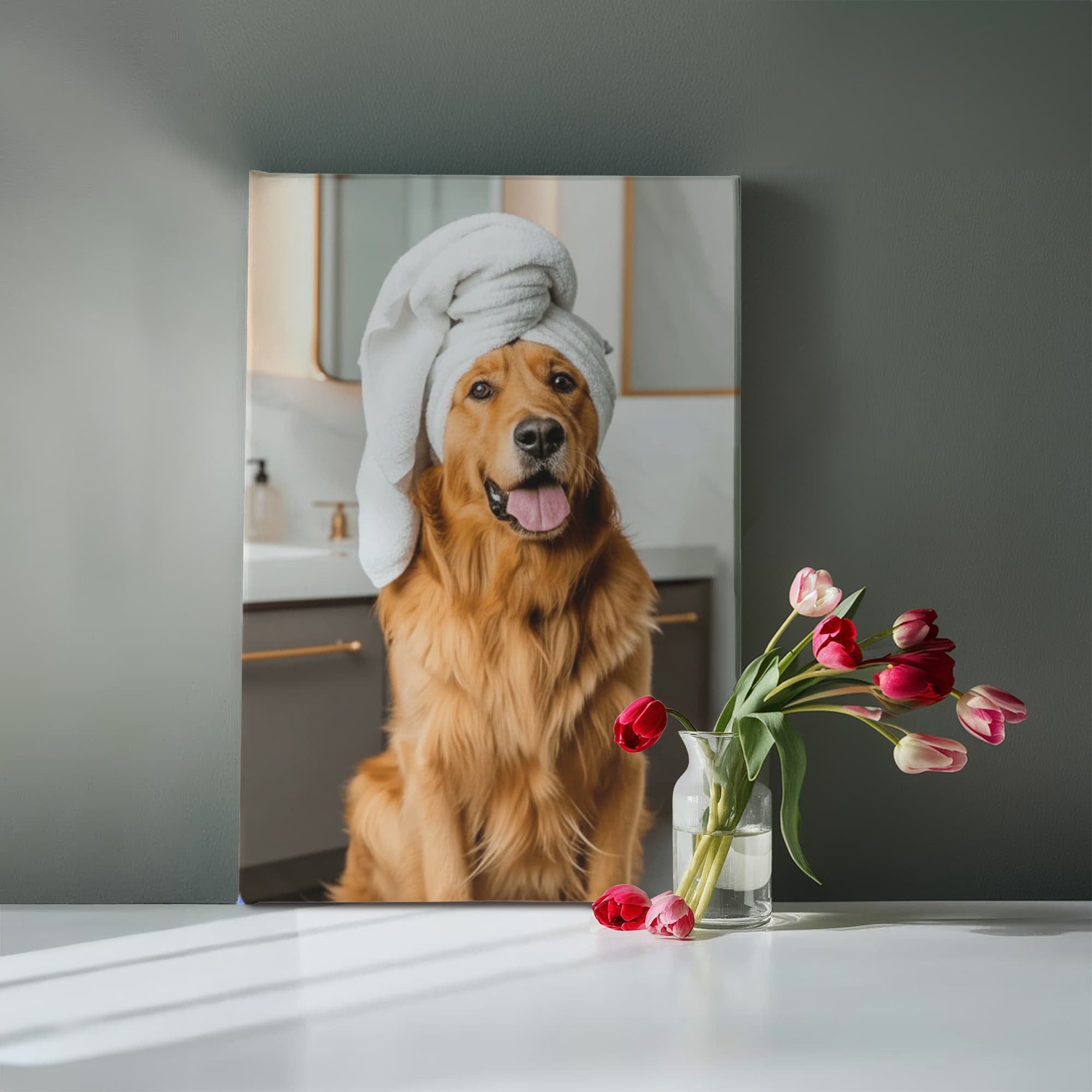 Luxury Dog Portrait: Pampered Pooch's Spa Day in Style