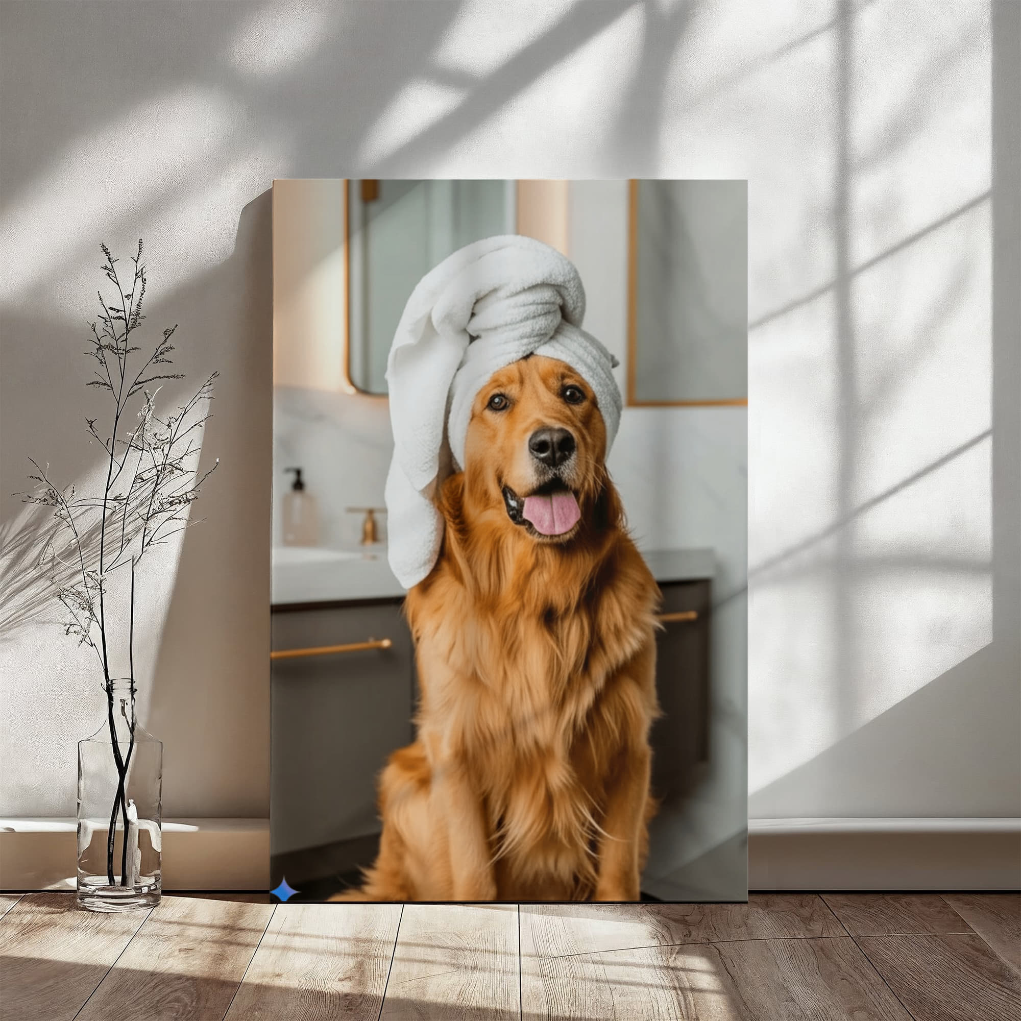 Luxury Dog Portrait: Pampered Pooch's Spa Day in Style