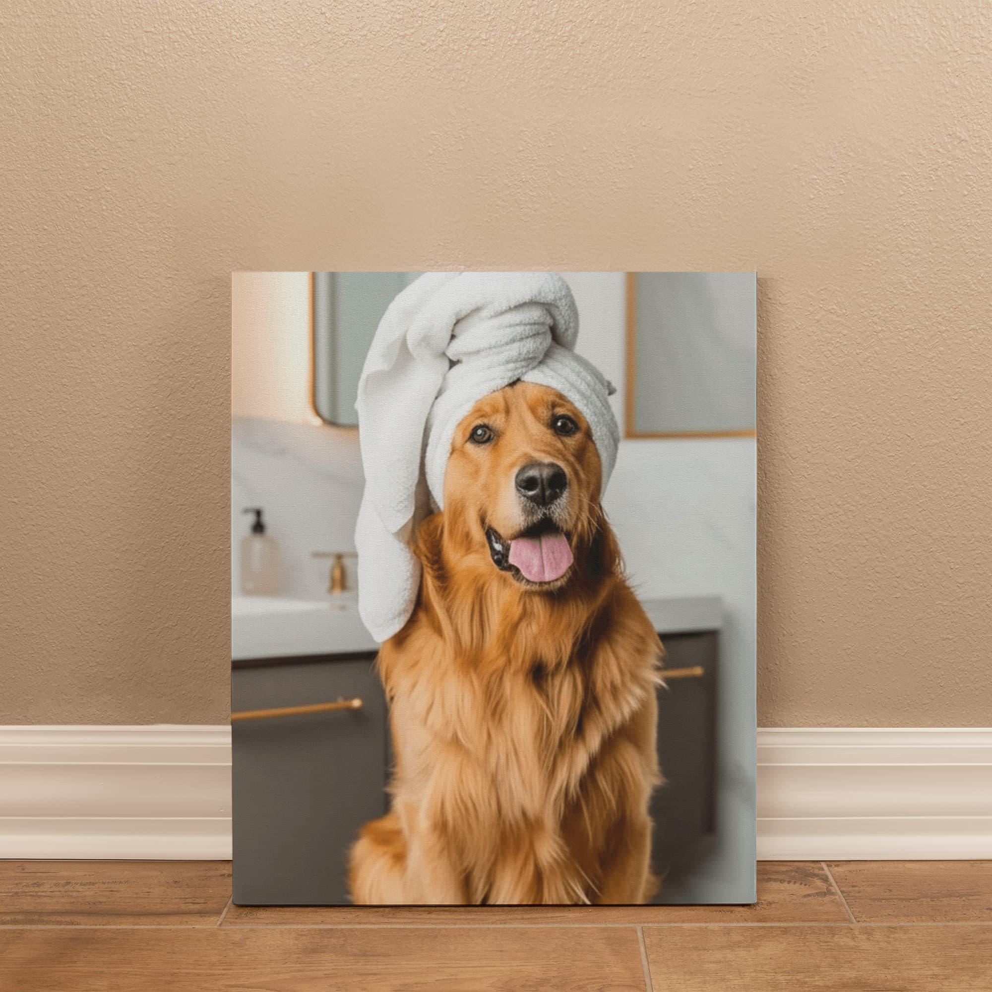 Luxury Dog Portrait: Pampered Pooch's Spa Day in Style